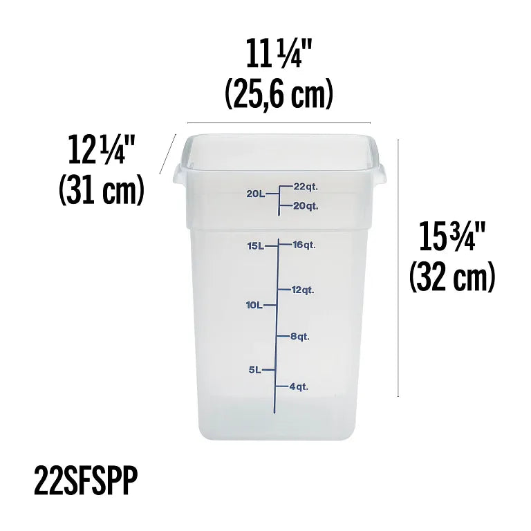 Cambro 22 Qt CAMSQUARES® CLASSIC – TRANSLUCENT 22SFSPP190