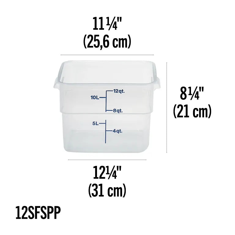 Cambro 12 Qt CAMSQUARES® CLASSIC – TRANSLUCENT 12SFSPP190