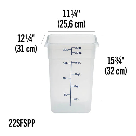 Cambro 22 Qt CAMSQUARES® CLASSIC – TRANSLUCENT 22SFSPP190