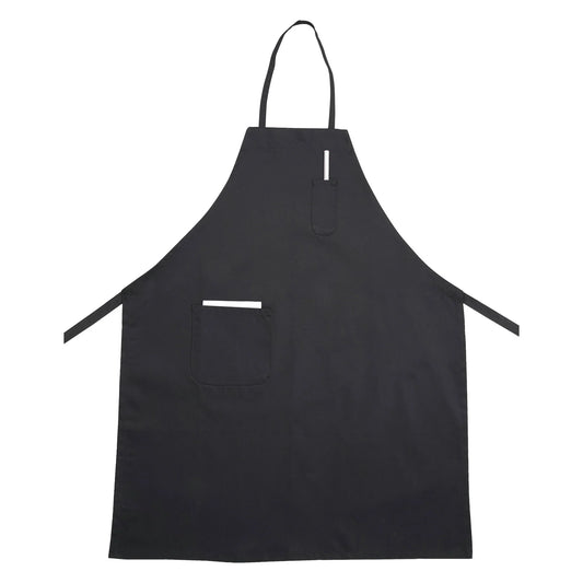 Winco Full-Length Bib Apron with Pockets - Black BA-PBK