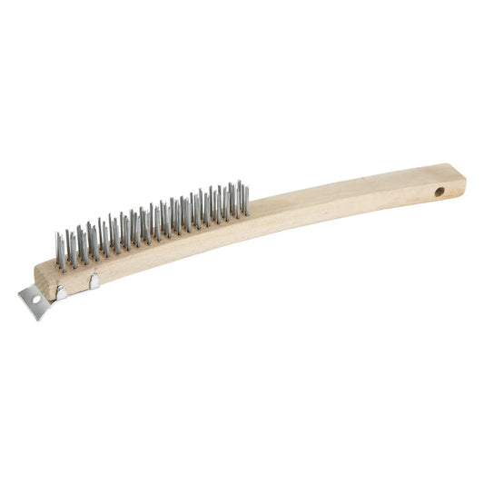 Winco 14" Scratch Brush with Wire Bristles and Scraper BR-319
