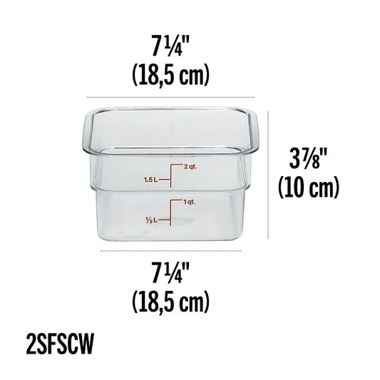 Cambro 2 Qt CAMSQUARES® CLASSIC FOOD STORAGE CONTAINERS - CAMWEAR® 2SFSCW135