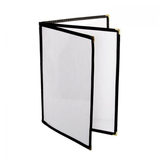 Thunder Group 3 PAGE BOOK FOLD MENU COVER, 8 1/2" X 11", BLACK PLMENU-L3BL