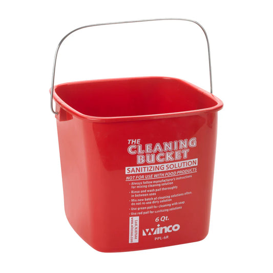 Winco PPL-6R - Cleaning Bucket - Red Sanitizing, 6 Quart