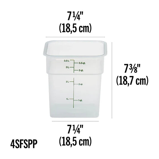 Cambro 4 Qt CAMSQUARES® CLASSIC – TRANSLUCENT 4SFSPP190