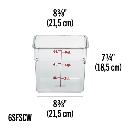 Cambro 6  Qt CAMSQUARES® CLASSIC FOOD STORAGE CONTAINERS - CAMWEAR®  6SFSCW135