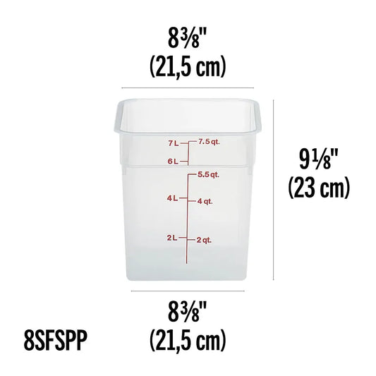 Cambro 8 Qt CAMSQUARES® CLASSIC – TRANSLUCENT  8SFSPP190